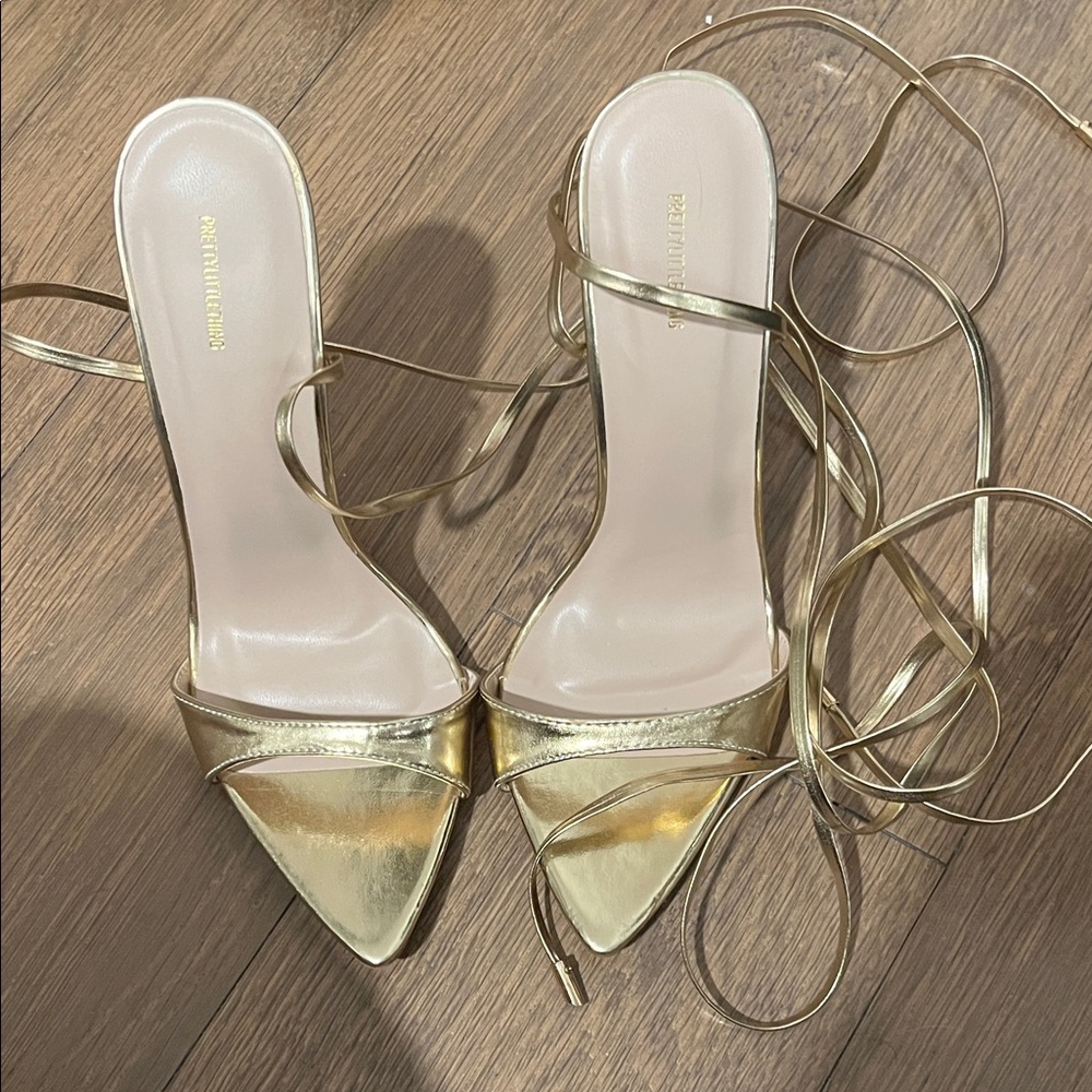 Gold Strappy Heels